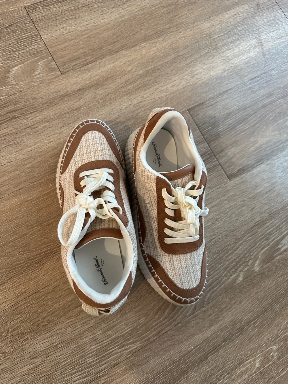 Brown and cream sneakers